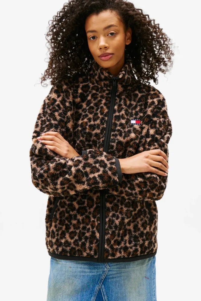 Tommy Jeans Teddy Jacke - Leopard M Damen