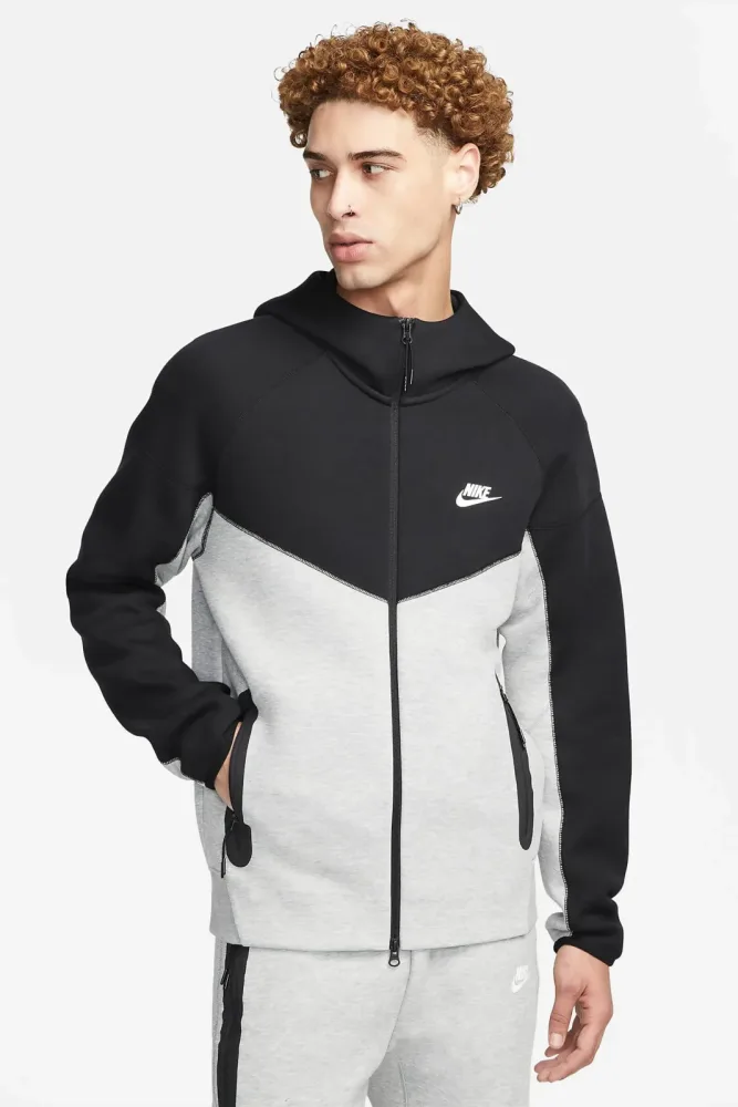 Nike Sportswear Tech Fleece Kapuzensweatjacke - Light Grey Heather + Black S Herren