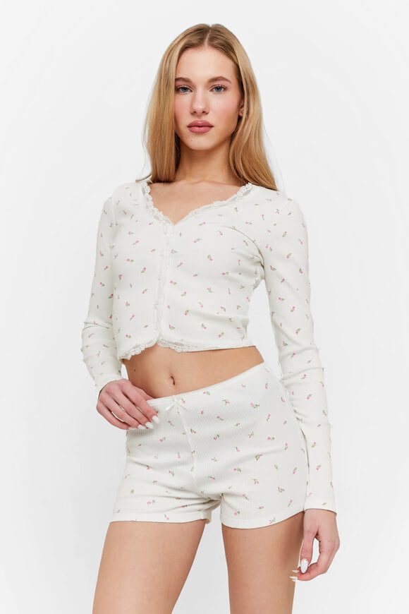 Tally Weijl Geripptes Crop Langarmshirt - Offwhite S Damen