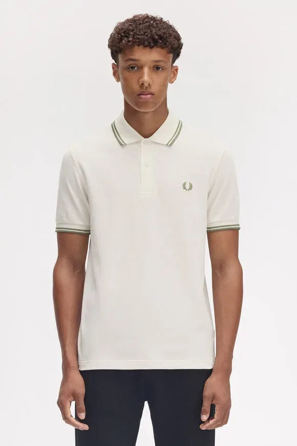 Fred Perry Twin Tipped Poloshirt - Offwhite M Herren