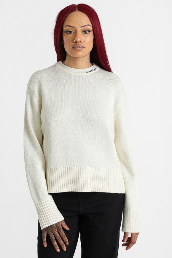 Calvin Klein Jeans Embro Oversize Strickpullover - Ivory S Damen