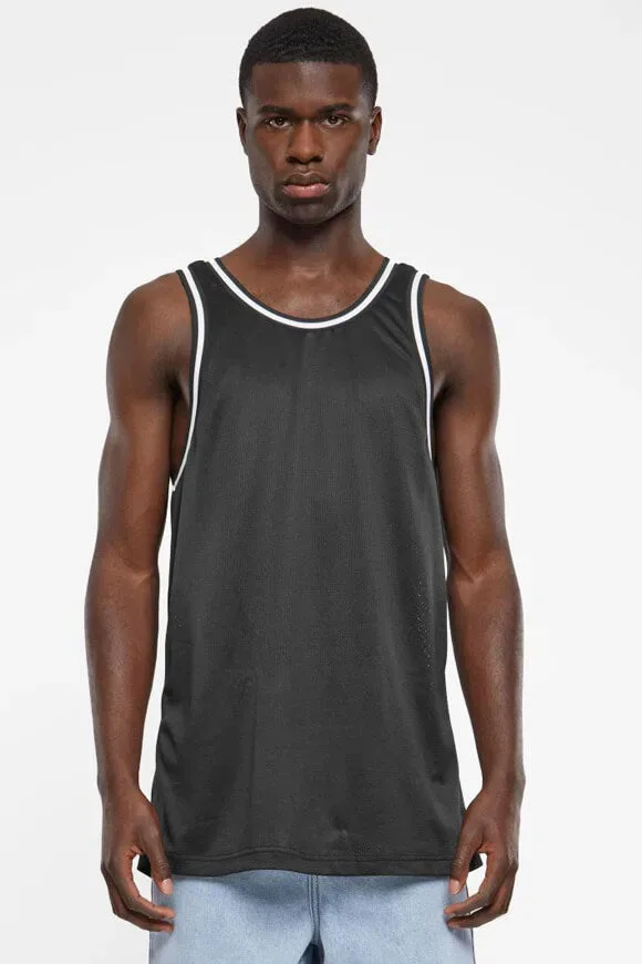 Urban Classics Oversize Meshtop - Black + White L Herren