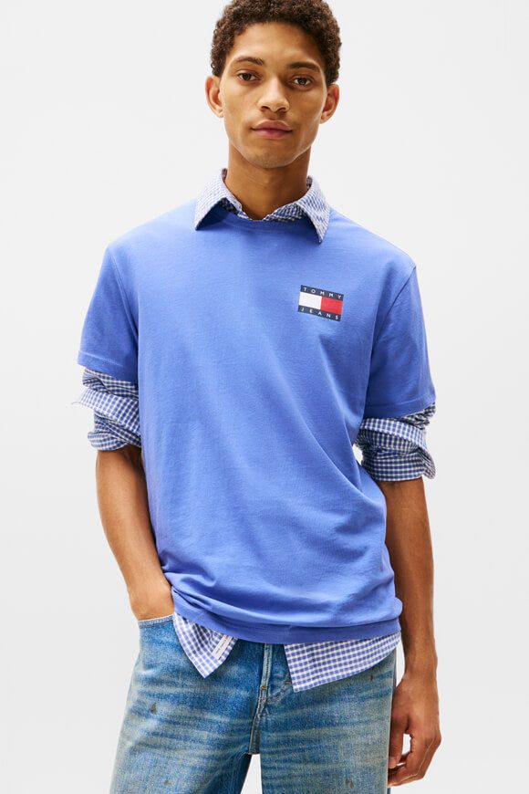Tommy Jeans Essential Flag T-Shirt - Soft Sapphire S Herren