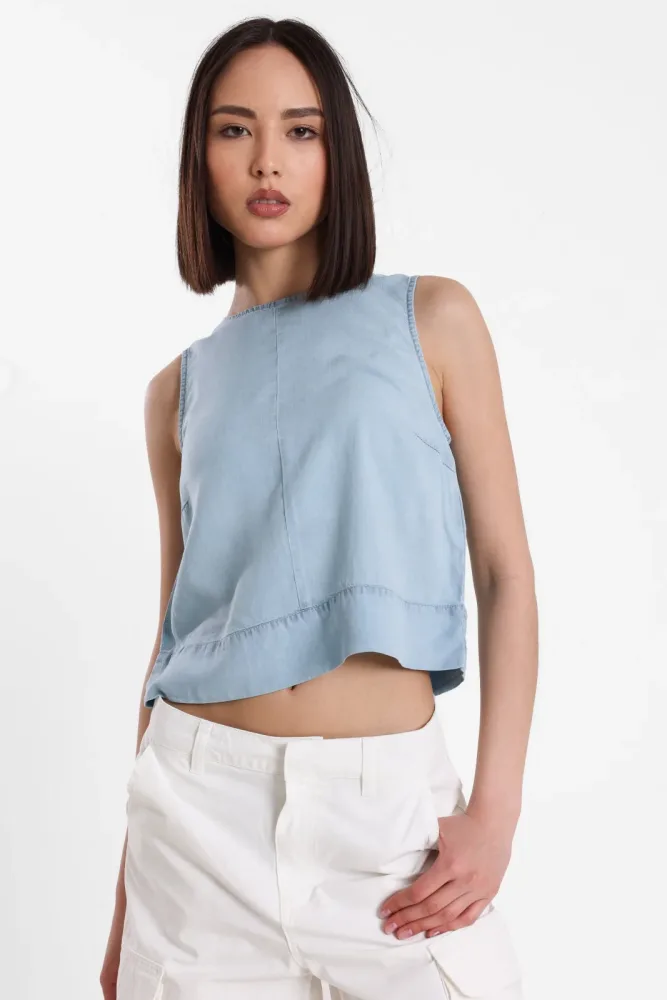Only ONLDORSI Crop Top - Light Blue Denim XS Damen