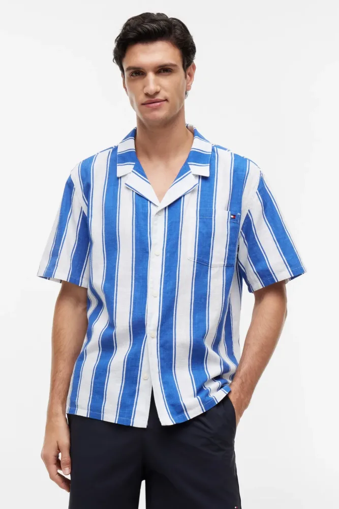 Tommy Hilfiger Hemd - Summer Stripe Blue Orbit L Herren
