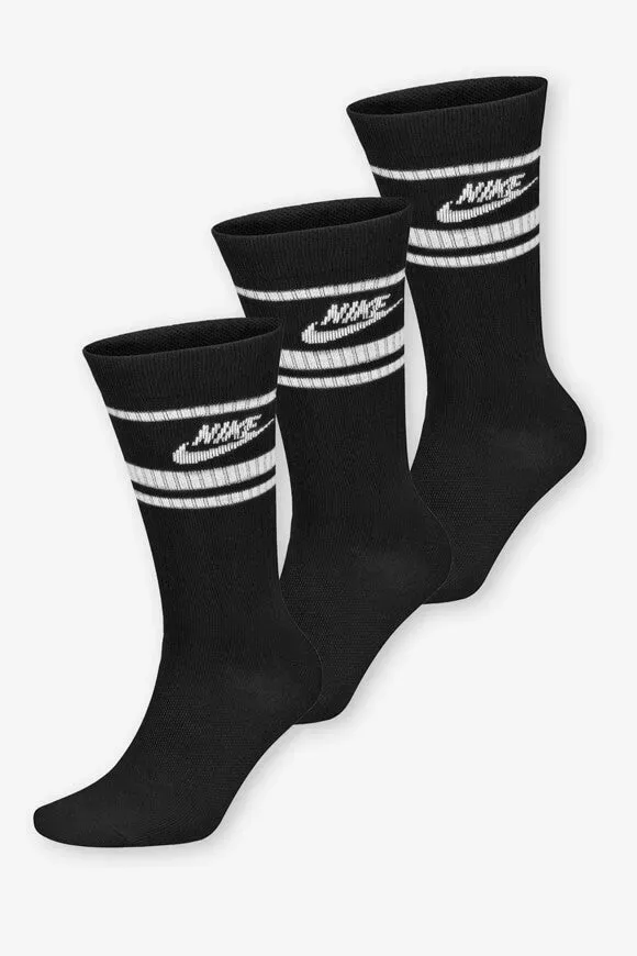 Nike Dreierpack Socken - Schwarz + Weiss EU42-46