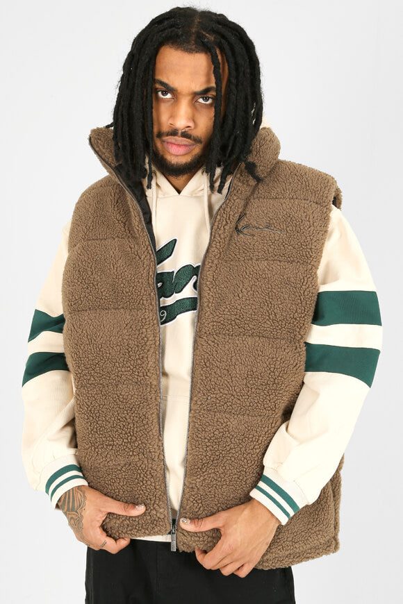 Karl Kani Teddy Puffer Gilet - Dunkel Taupe L Herren