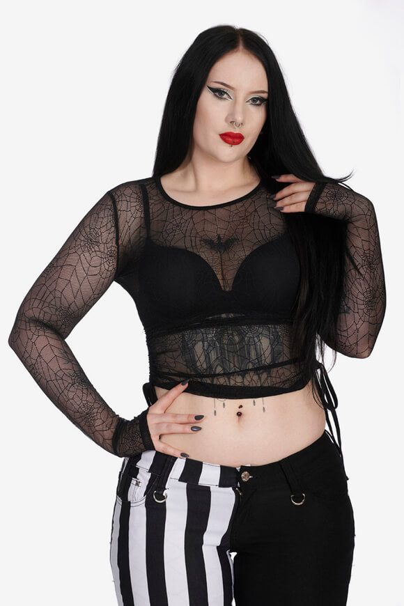 Banned Groove Is In The Heart Mesh Langarmshirt - Black M Damen
