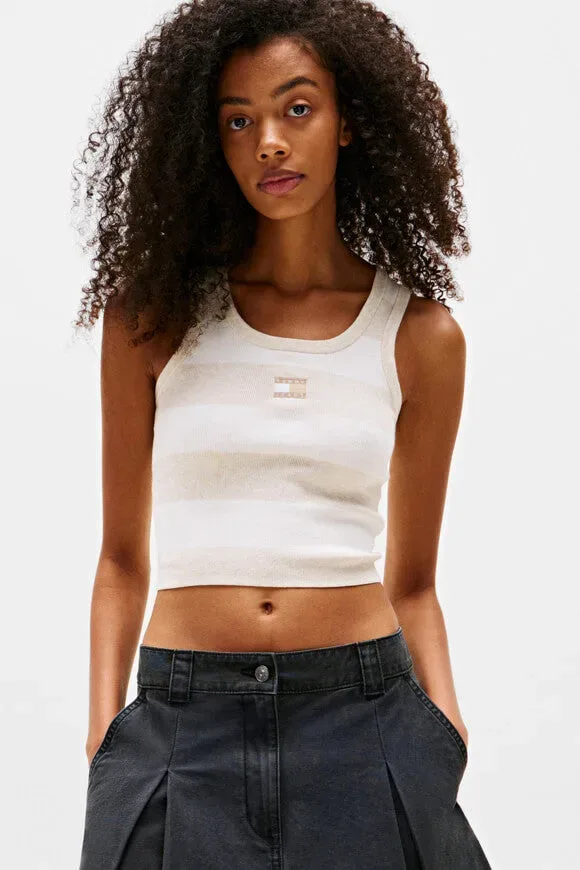 Tommy Jeans Geripptes Strick-Tanktop - Oatmeal Heather M Damen