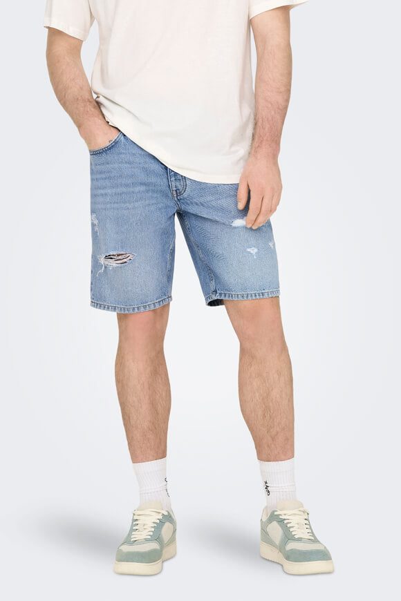 Only & Sons Edge Jeansshorts - Blue Denim M Herren