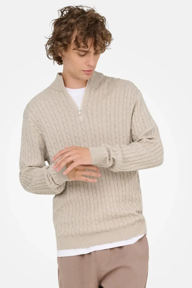 Only & Sons ONSLOUI Strickpullover - Oatmeal Heather L Herren