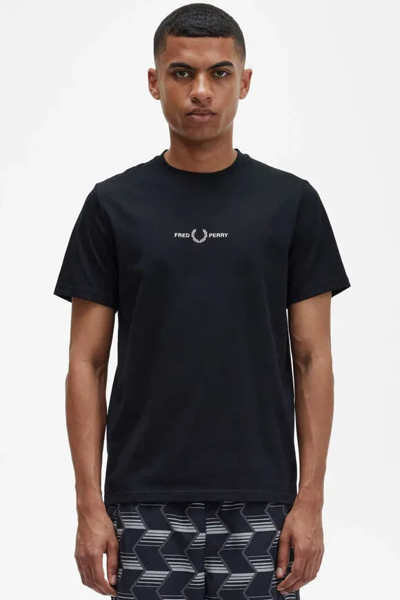 Fred Perry Embroidered T-Shirt - Black L Herren