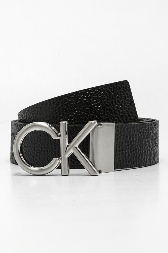 Calvin Klein Metal Bombe Ledergürtel - Black Pebble 95 Herren