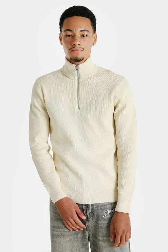 Only & Sons Phil Gerippter Strickpullover - Antique White M Herren