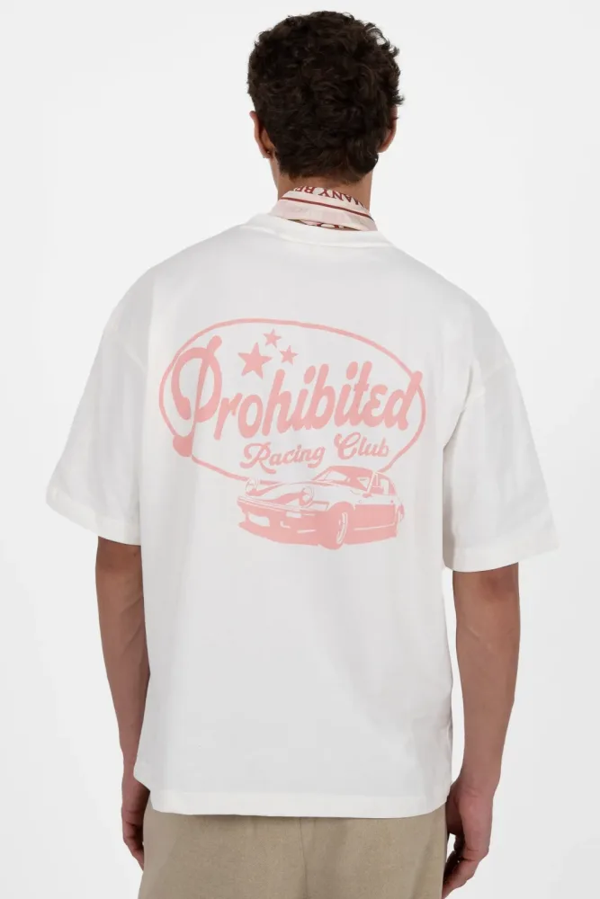 Prohibited Tuning Club T-Shirt - Offwhite + Light Pink S Herren