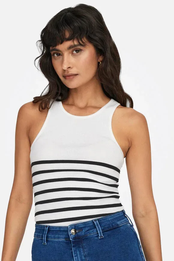 Only Kenya Geripptes Tanktop - Bright White XS Damen