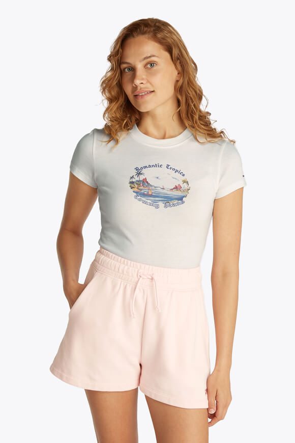 Tommy Jeans Romance Tropics T-Shirt - Offwhite M Damen