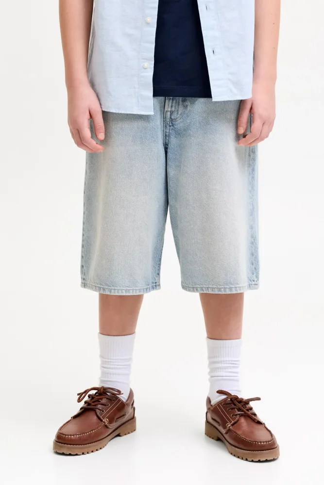 Jack & Jones Junior JJIRON Extra Baggy Fit Jeans Bermudashorts - Blue Denim 140 Kids