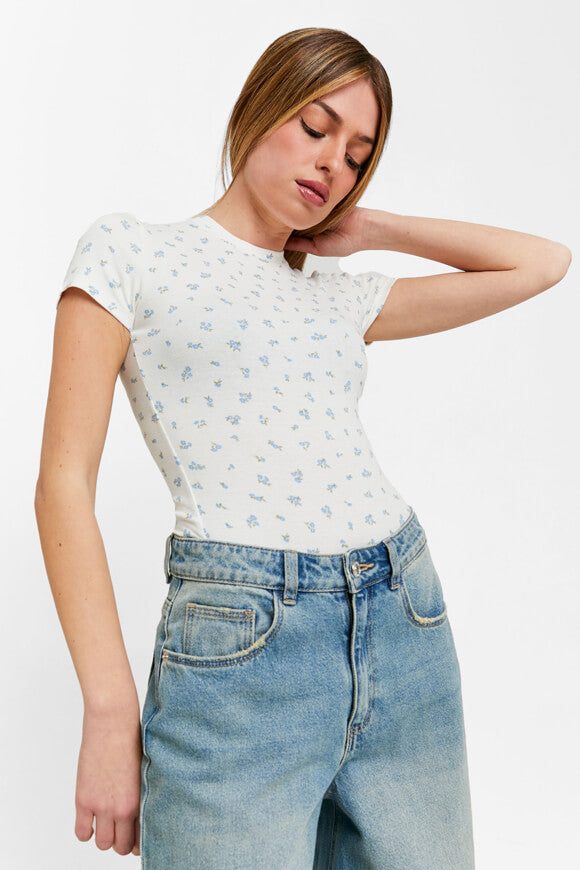 Tally Weijl Body - Offwhite + Blue XXS Damen