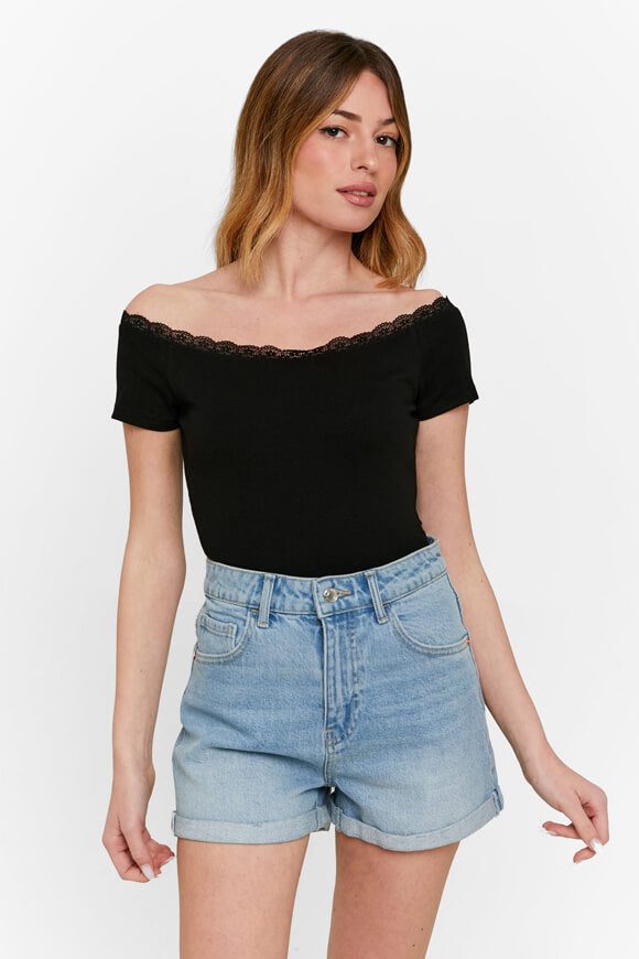 Tally Weijl Off Shoulder Crop T-Shirt - Black XS Damen