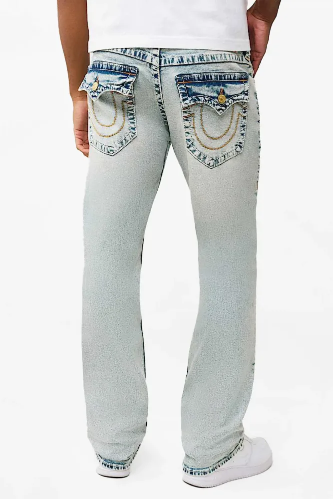 True Religion Ricky Straight Fit Jeans - Light Wash Blue 28 Herren