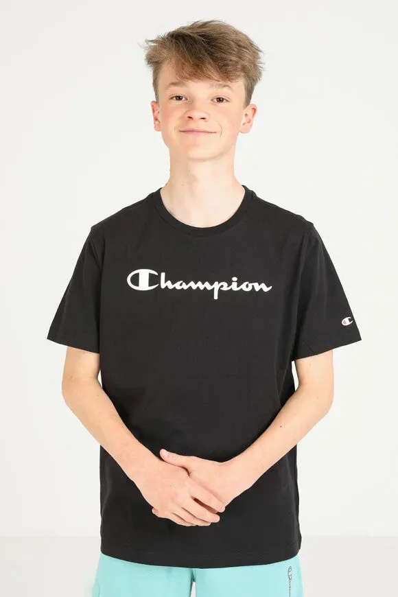 Champion T-Shirt - Black + White XL Kids