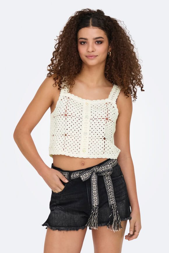 Only ONLAMARI Häkel Crop Top - Egret XS Damen