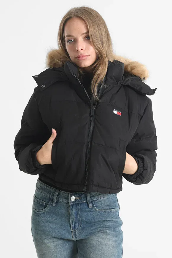 Tommy Jeans Crop Puffer Daunenjacke - Black M Damen