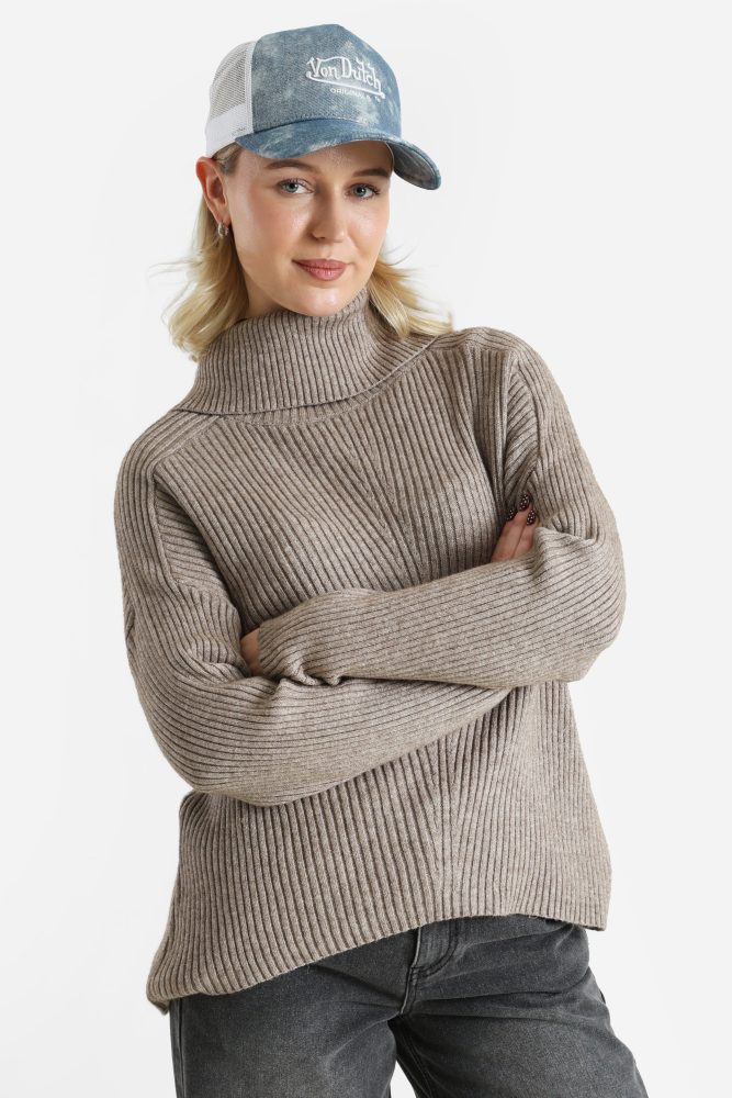 Only ONLKATIA Gerippter Strickpullover - Fungi Melange S Damen