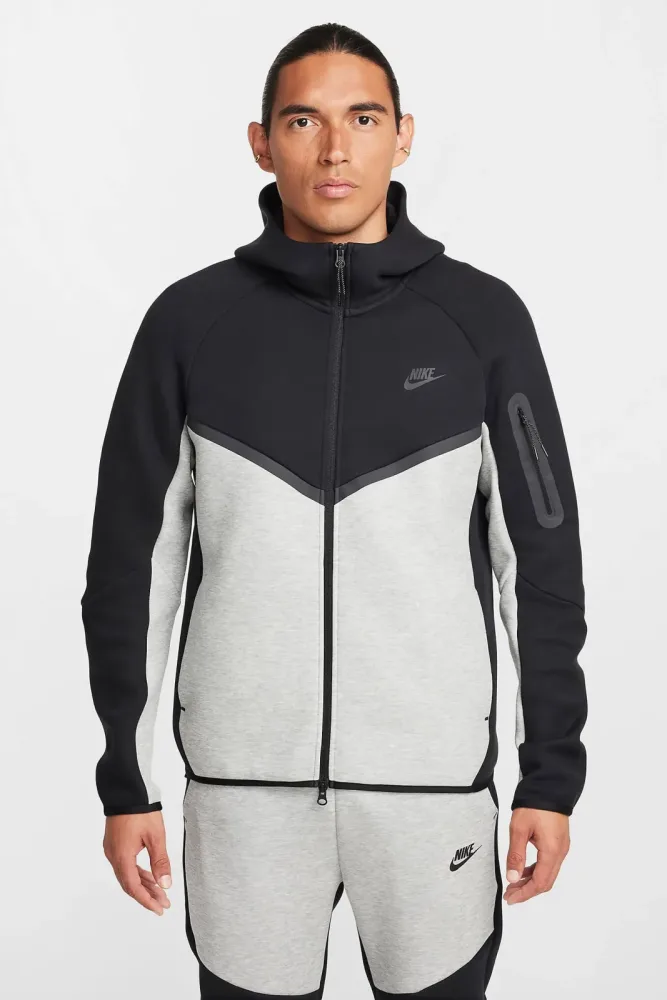 Nike Sportswear Tech Fleece Kapuzensweatjacke - Black + Light Grey Heather XS Herren