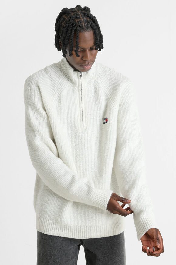 Tommy Jeans Raglan Badge Strickpullover - Ancient White L Herren