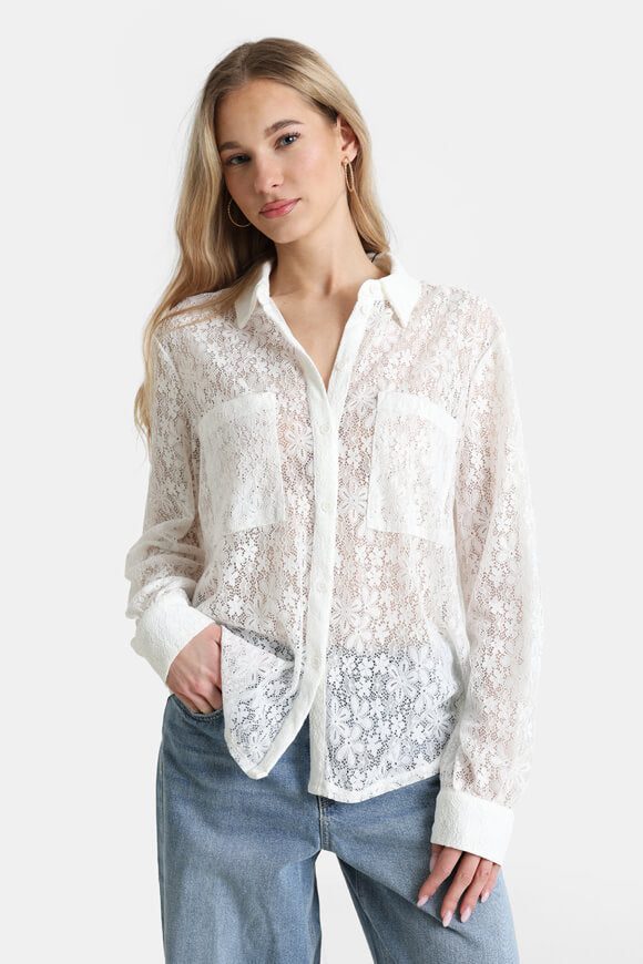 Pieces PCSCOUT Oversize Spitzenhemd - Cloud Dancer S Damen