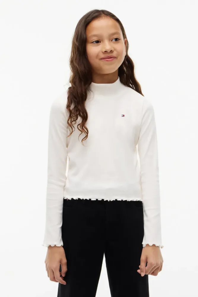 Tommy Hilfiger Kids Geripptes Langarmshirt - Off White 14 Kids