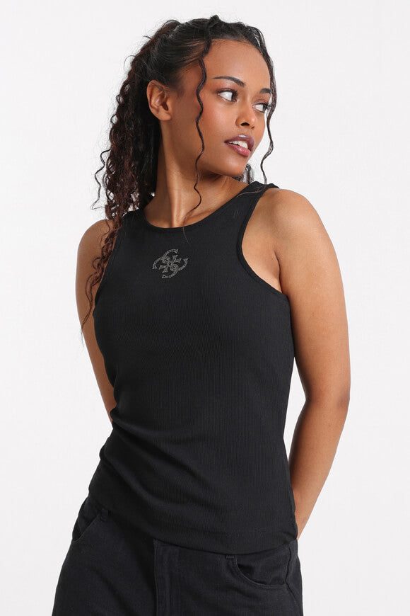 Guess Geripptes Tanktop - Black XS Damen