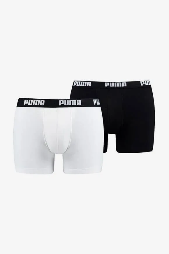 Puma Doppelpack Boxershorts - Black + White S Herren