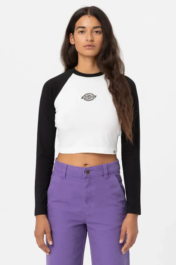 Dickies Sodaville Crop Langarmshirt - White + Black S Damen