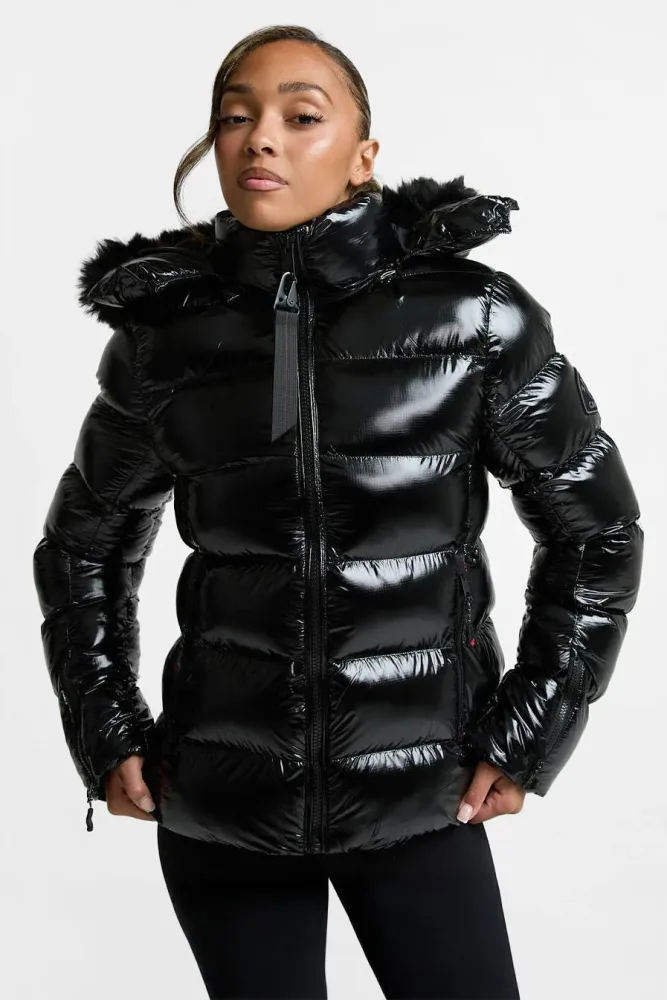 Zavetti Canada Virnaro Pufferjacke in Glanz-Optik - Black S Damen