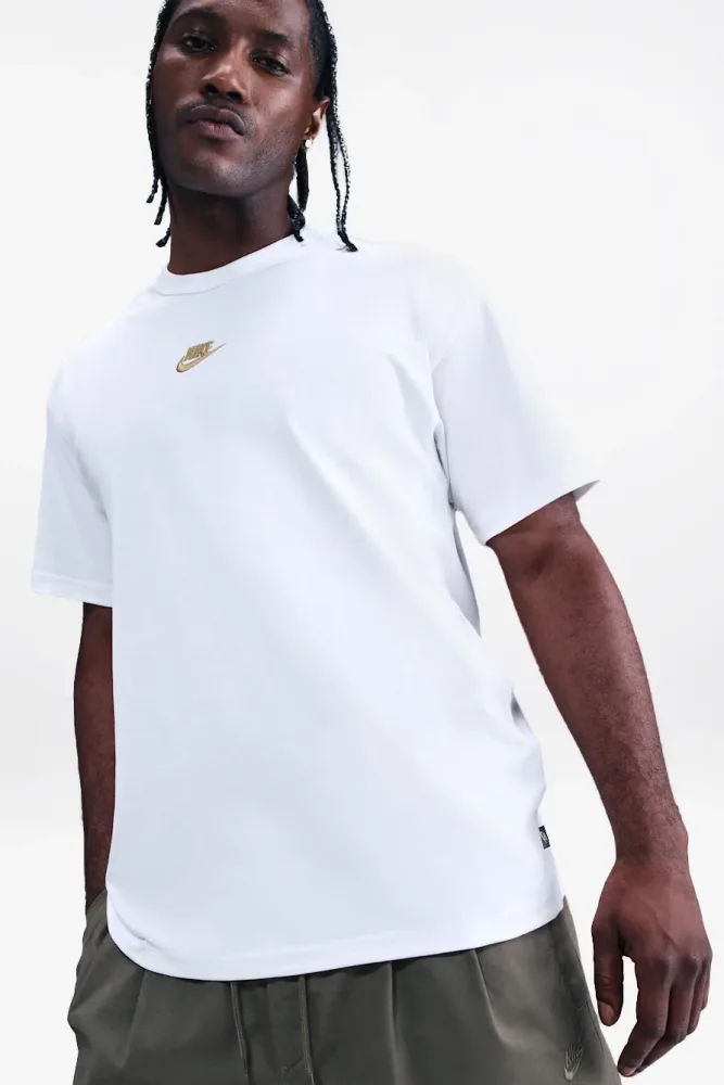 Nike Premium Essentials T-Shirt - White + Gold M Herren