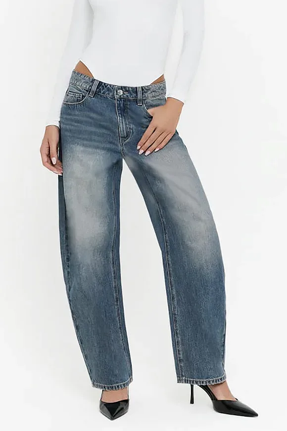 Tally Weijl Barrel Fit Jeans - Blue Medium Wash 36 Damen