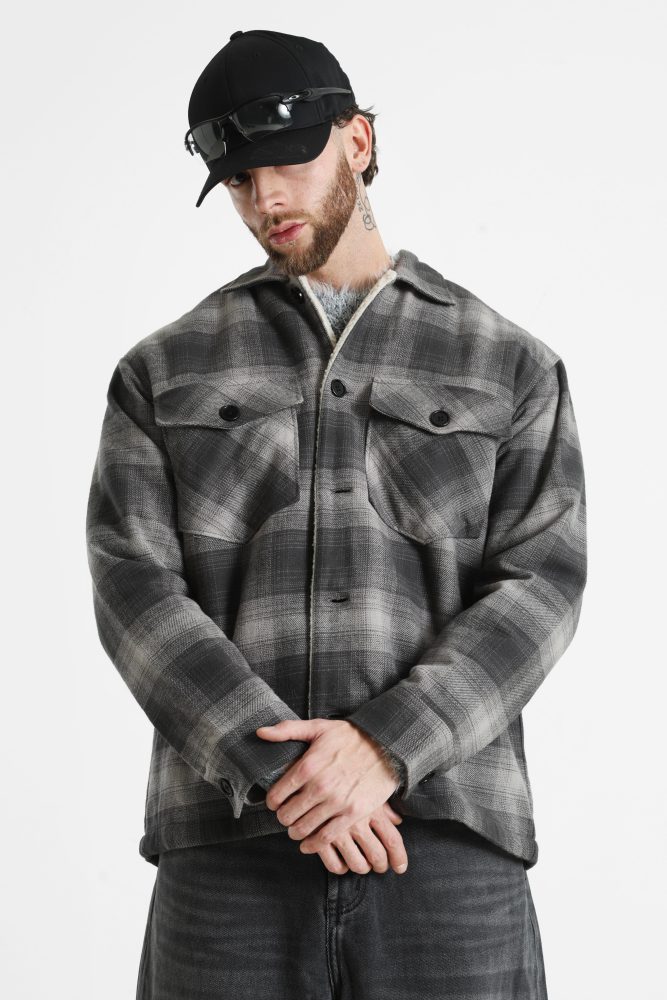 Jack & Jones Premium JPRBLURAYLE Gefüttertes Overshirt - Volcanic Ash S Herren
