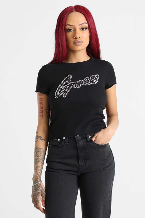 Guess Crop T-Shirt - Jet Black S Damen