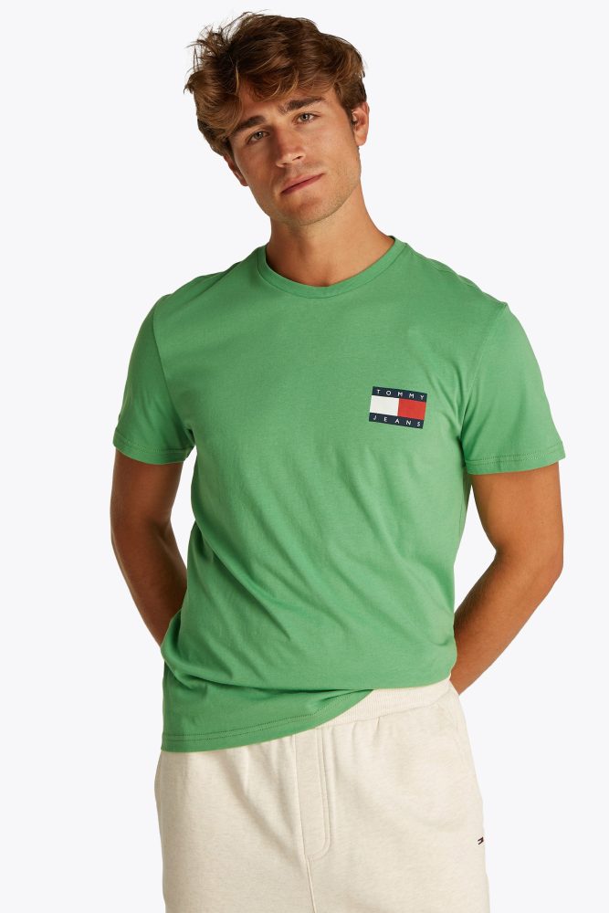 Tommy Jeans Essential Flag T-Shirt - Coastal Green S Herren