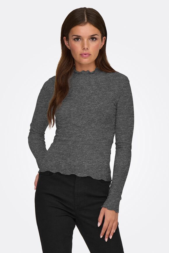Only Sillie geripptes Langarmshirt - Dark Grey Melange XS Damen