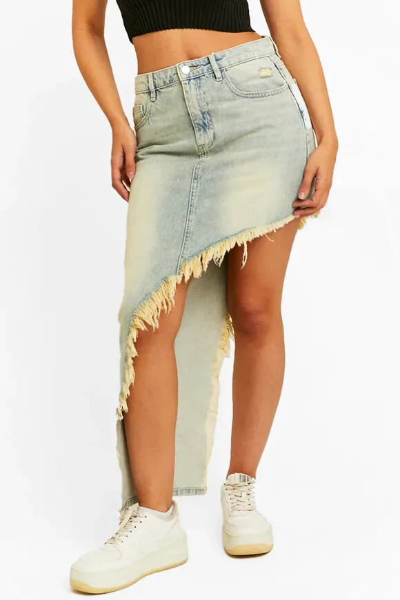 Tally Weijl Asymmetrischer Jeansrock - Light Blue Washed 32 Damen