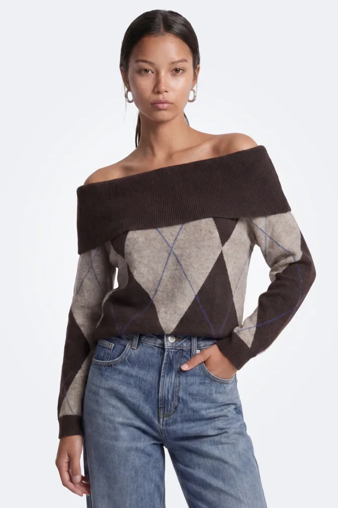 Only ONLALIVIA Off Shoulder Strickpullover - Coffee Bean XS Damen