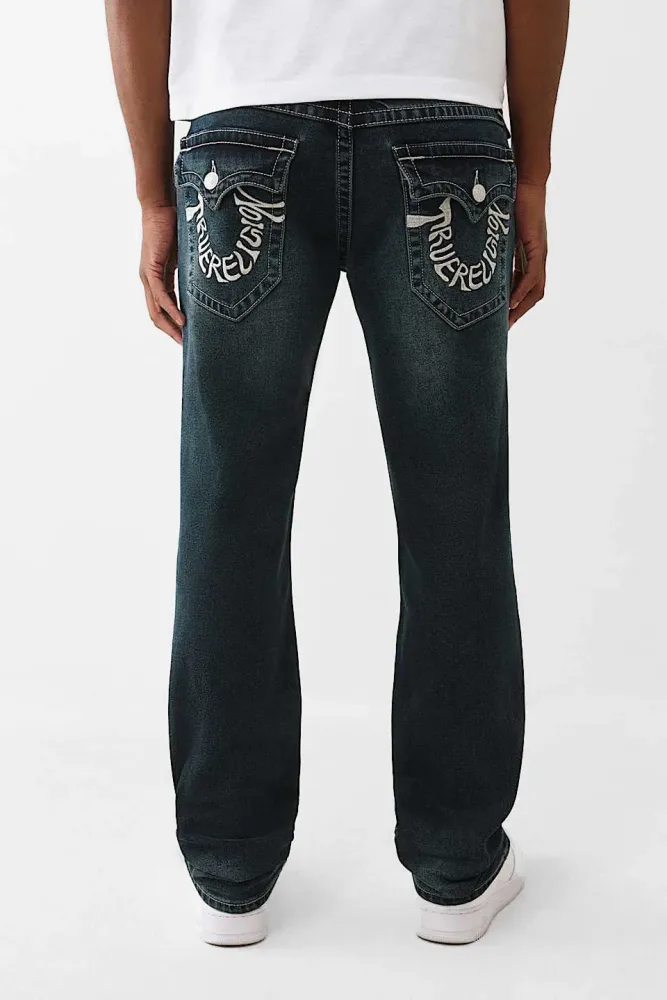 True Religion Ricky Straight Fit Jeans L34 - Night Rush Blue Black Wash 29/34 Herren