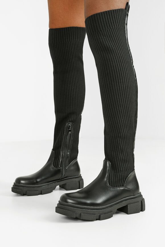 Buffalo Vegan Ava Overknee Plateaustiefel - Schwarz EU38 Damen