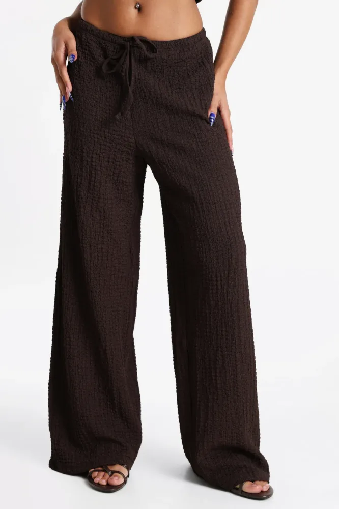 Only ONLERIKKA Wide Leg Hose n Crinkle-Optik - Coffee Bean XS Damen