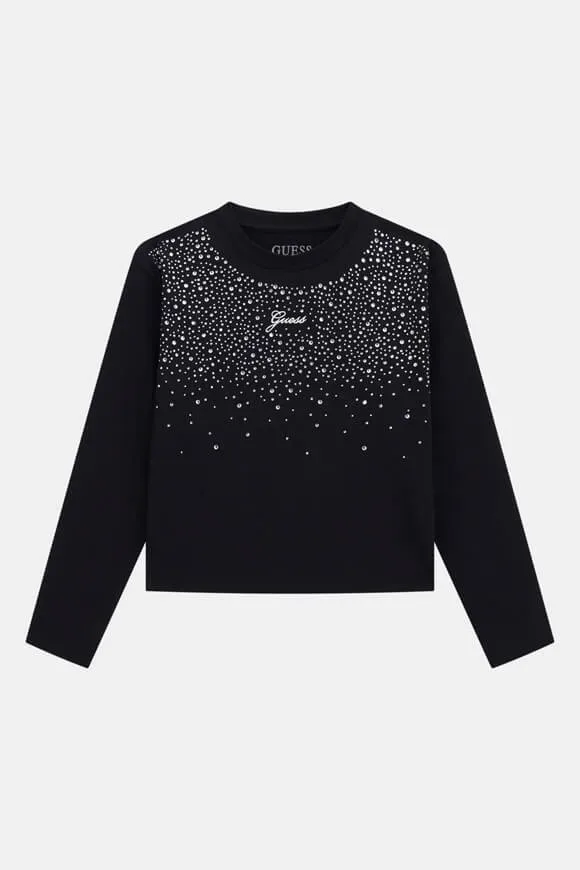 Guess Crop Langarmshirt - Jet Black 14 Kids