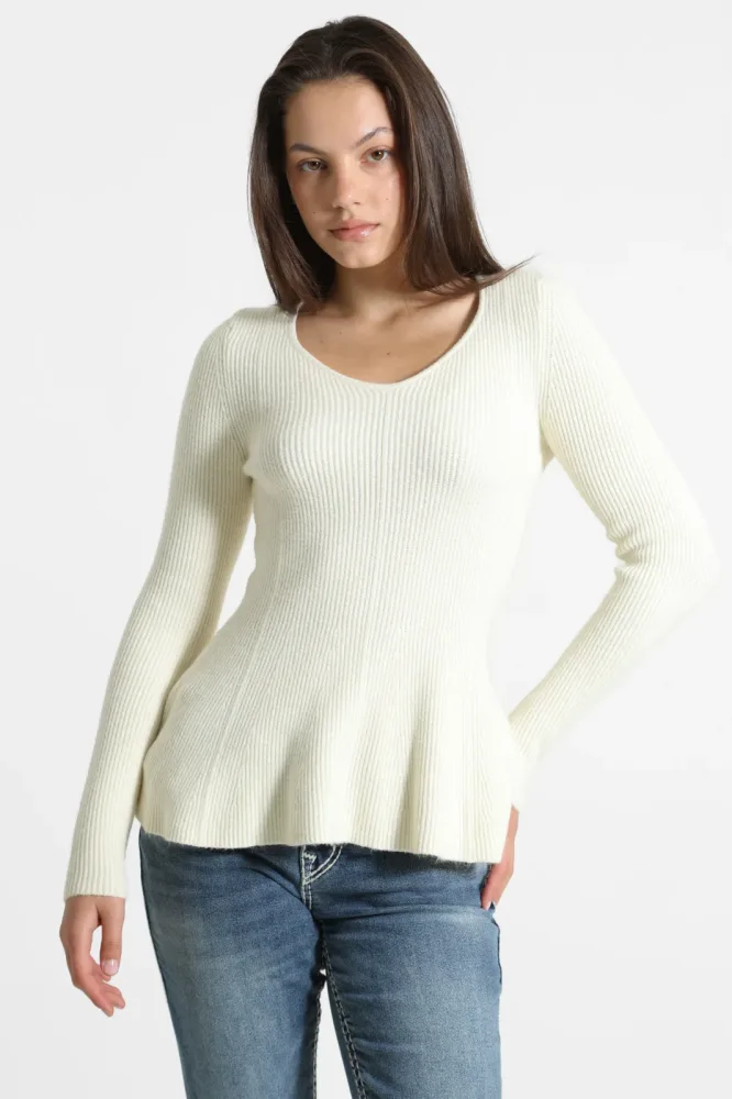 Only ONLIBI Peplum - Gerippter Strickpullover - Birch XS Damen